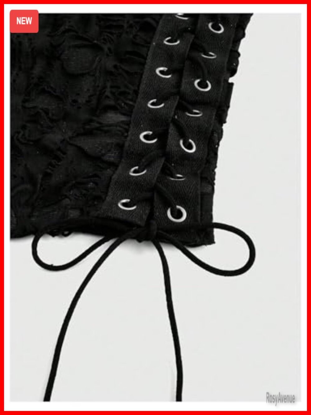 Goth Sheer Studded Crop Tank Top Lace Up Distressed Punk Going Out Top - Picture 4 of 5